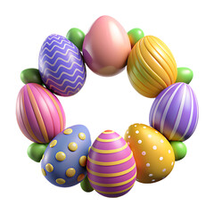 Fototapeta premium decorated quail eggs in the shape of a circle copy space