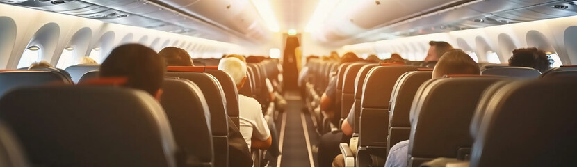 Blur Background of an airplane with passengers - 765372516