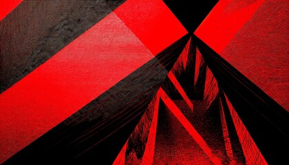 red and black geometric triangle shapes define this abstract modern background texture enhanced by grainy noise the image embodies a sophisticated interplay of lines angles and textures - obrazy, fototapety, plakaty