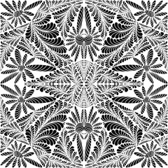 Abstract, Doodle, Doodle Abstract lines consist of lines, curved soft line patterns, line patterns composed of floral and leaf patterns, art, white stripes with black background.