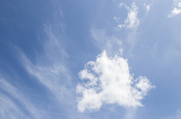 White clouds with blue sky background