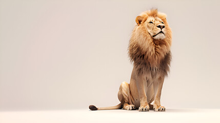 Lion isolated on white background, copy space 