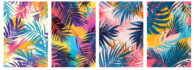 Poster Tropical leaves vector background. Colourful abstract hand-drawing vector illustration. © Kar