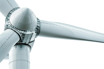 Close-up of wind turbine isolated on transparent background