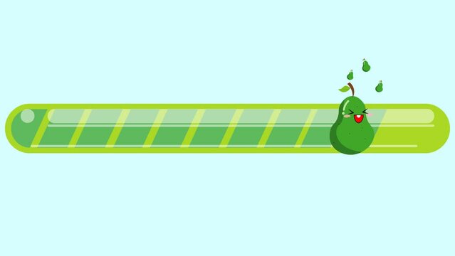 Animation of cute avocado progress loading bar for template background