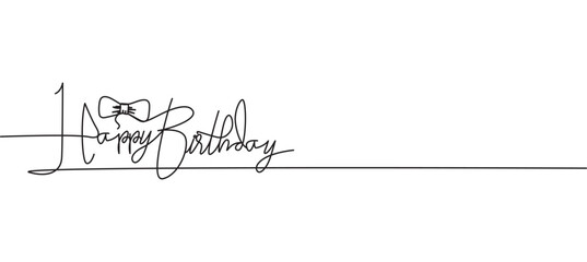 Happy Birthday line art style  line art isolated vector illustration
