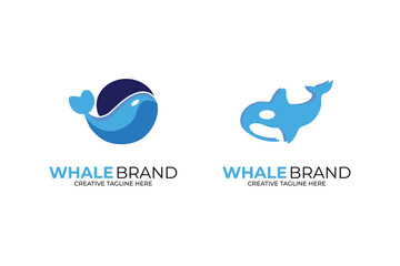 Cute Blue Whale Animal Logo Template icon