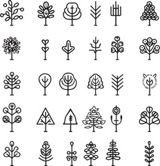 Minimal Trees vector line icon sets 