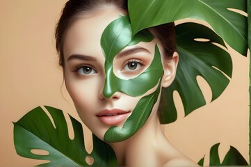 Woman with herbal skincare Ayurveda facial treatments herbal beauty secrets