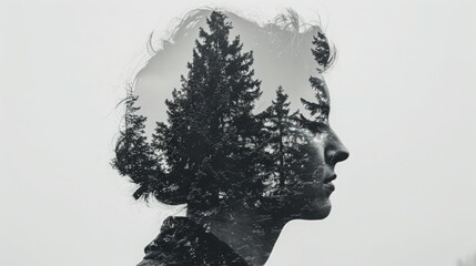 blend of a woman with the forests, 
 - obrazy, fototapety, plakaty