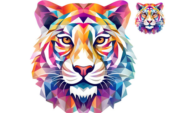 t-shirt on printing cartoon Tiger multicolored on isolated background