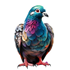 t-shirt printing cartoon Pigeon multicolored on isolated background
