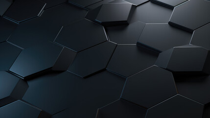Abstract dark hexagon pattern on black grey neon background technology style. Modern futuristic honeycomb concept.