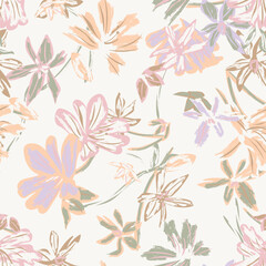 Obraz premium Pastel Abstract Floral Seamless Pattern Design