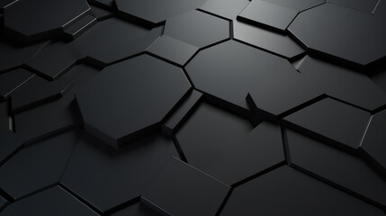 Abstract dark hexagon pattern on black grey neon background technology style. Modern futuristic honeycomb concept.