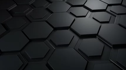 Fotobehang Abstract dark hexagon pattern on black grey neon background technology style. Modern futuristic honeycomb concept. © ribelco