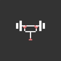fitness and gym icon pixel art style with simple color and black background good for your project and game asset.	