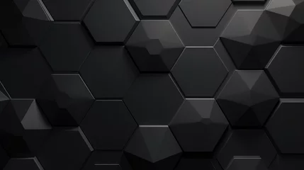 Fotobehang Abstract dark hexagon pattern on black grey neon background technology style. Modern futuristic honeycomb concept. © ribelco