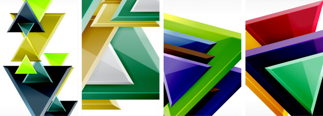 Triangle composition poster background set for wallpaper, business card, cover, poster, banner, brochure, header, website