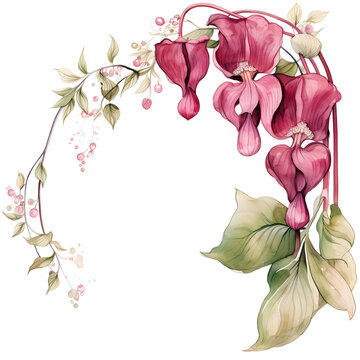 flower watercolor banner, Jack-in-the-Pulpit, isolated on white background, Rustic romantic style, Floral design frame, Can be used for cards, wedding invitations.