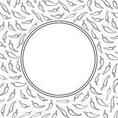 Frame of chilli pepper in hand drawn style