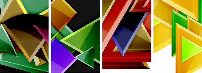 Triangle composition poster background set for wallpaper, business card, cover, poster, banner, brochure, header, website
