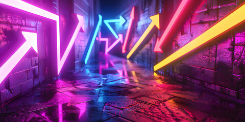 3d abstract background with neon lights. neon tunnel. .space construction