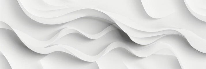 Fluid white waves create a serene undulating texture on this minimalist background. - obrazy, fototapety, plakaty