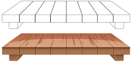 Vector illustration of a wooden platform bed