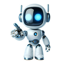 3D CUTE robot pointing its finger isolated on white background
