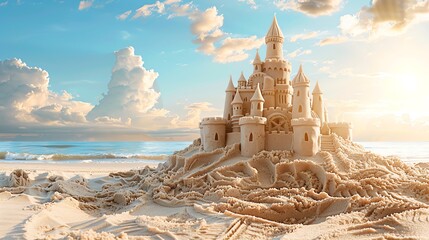 Fantasy castle made from beach sand