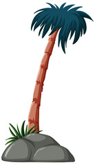 Vector illustration of a palm tree on a rock