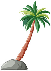 Vector illustration of a palm tree on stone