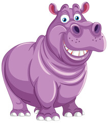 A friendly purple hippo with a big smile.