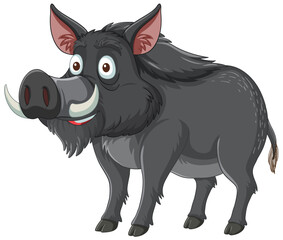 Vector graphic of a smiling wild boar character