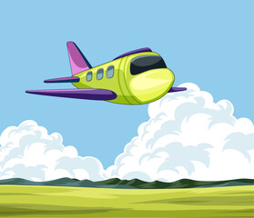 Vector illustration of a plane flying in the sky