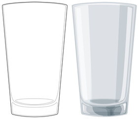 Vector illustration of an empty transparent glass.