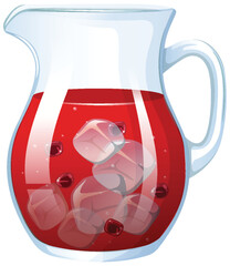 Vector illustration of chilled pomegranate juice with ice