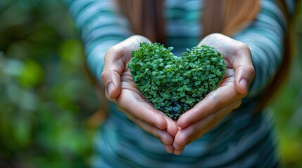 woman hands holding green heart happiness moment health care save world donate and family insurance concept world heart day health day hope gratitude kindness valentine s day  - Powered by Adobe