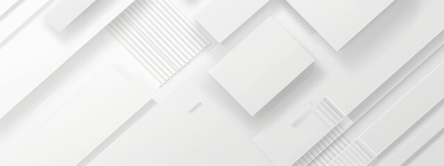 White geometric low-poly background depicting a modern, abstract three-dimensional design. - obrazy, fototapety, plakaty