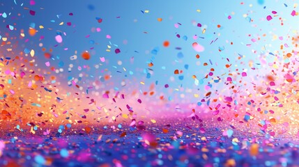 Liquid drizzle of magenta and electric blue drops falling like confetti