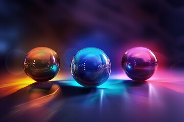 Abstract minimalistic background in creative glassmorphism style. Light backdrop with 3d colorful gradient spheres .