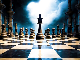 ドラマチックなチェス盤 - obrazy, fototapety, plakaty