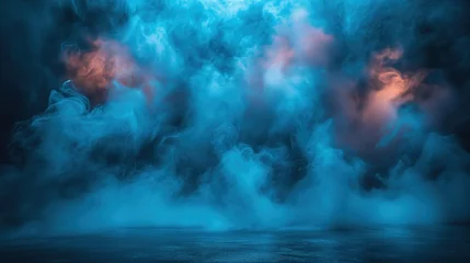 Fotobehang background of thick blue smoke © Olexandr