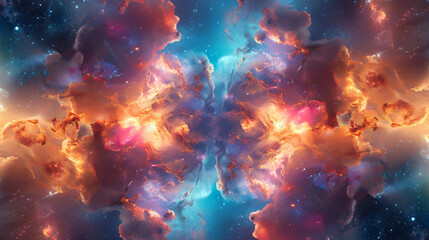 Vivid bursts of cosmic energy colliding in a psychedelic dream. - obrazy, fototapety, plakaty