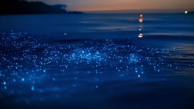 As the last rays of sunlight fade away the twilight abyss comes alive with a symphony of sound. Mysterious clicks and whistles echo through the dark waters as bioluminescent