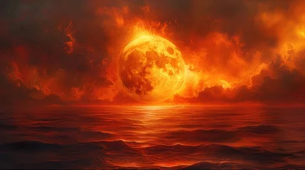 Poster colorful solar eclipse beautiful landscape © Olexandr