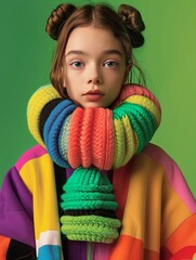 young girl in stylish fashionable modern trendy outerwear. Young teenage girl in stylish clothes