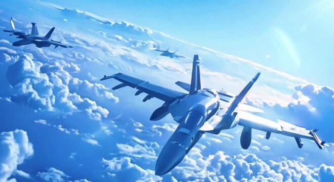 Majestic Fighter Jet Soaring Through Cloud-Skies