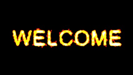 Naklejka na ściany i meble Beautiful illustration of Welcome text with fire effect on plain black background